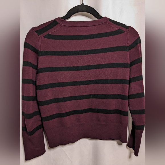 Philosophy Black & Burgundy Striped Sweater with Buttons - Size M - Picture 2 of 6
